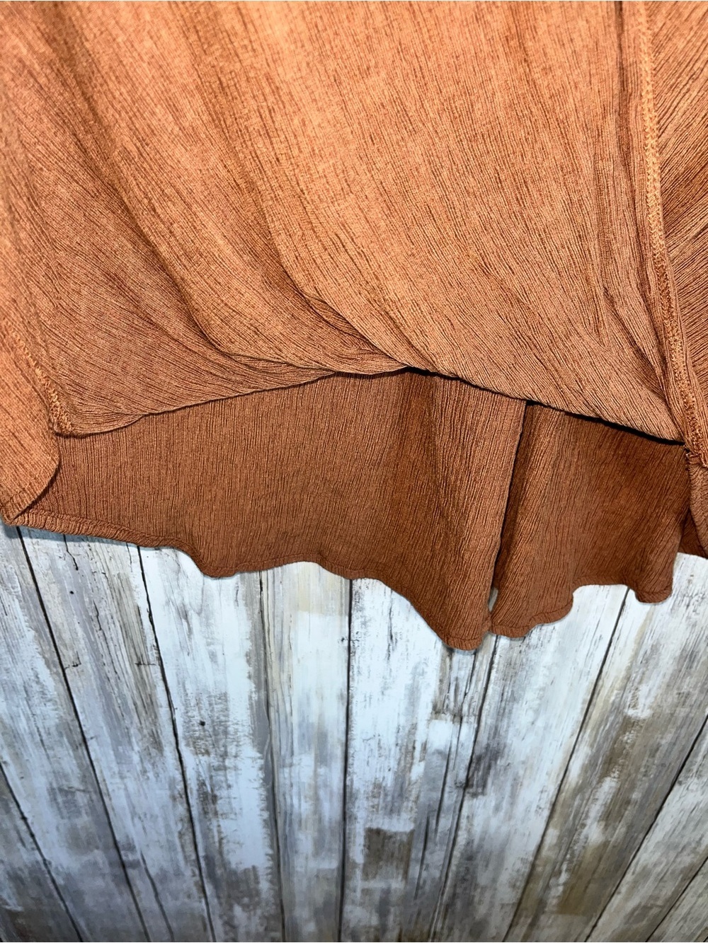Free People Boho Wrap Top Medium Brown Long Sleeve Flowy Oversized Blouse - Picture 4 of 6